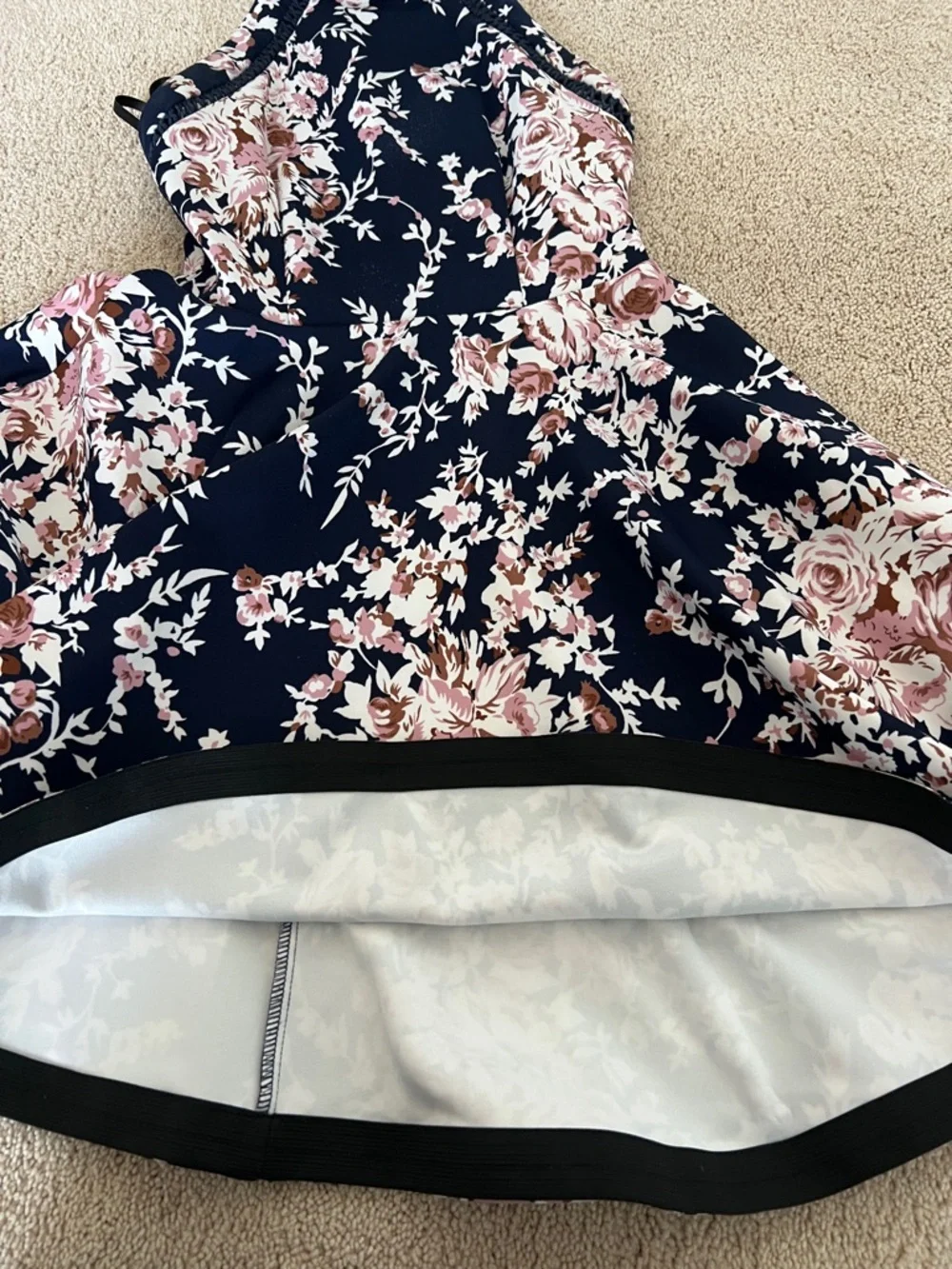 B Darlin Navy Floral Halter Fit-and-Flare Dress - Picture 6 of 7